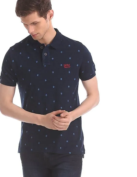 U.S. Polo Assn. Denim Co. Star Print Pique Polo Shirt