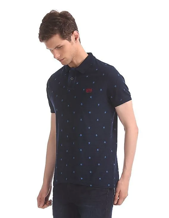 U.S. Polo Assn. Denim Co. Star Print Pique Polo Shirt