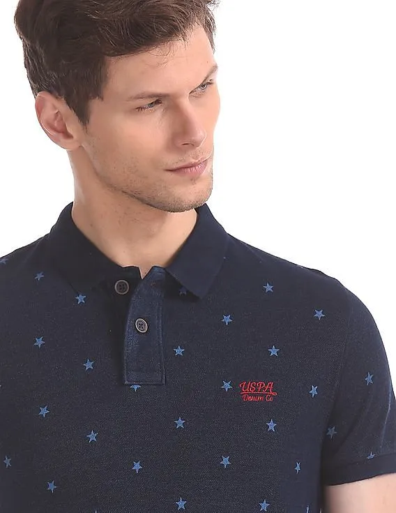 U.S. Polo Assn. Denim Co. Star Print Pique Polo Shirt