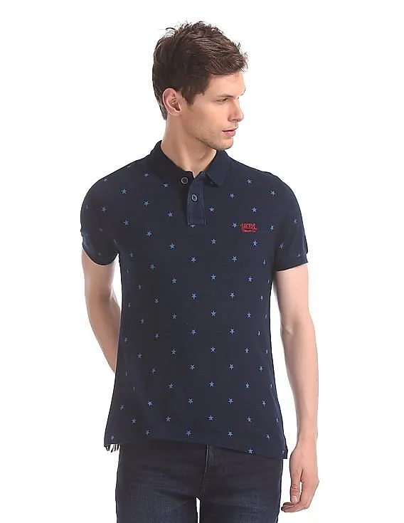 U.S. Polo Assn. Denim Co. Star Print Pique Polo Shirt