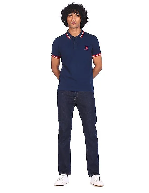 U.S. Polo Assn. Men Navy Short Sleeve Pique Polo Shirt