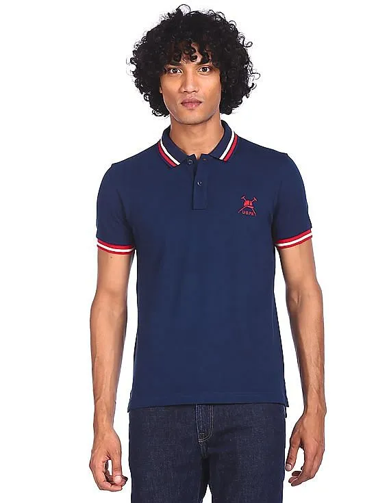 U.S. Polo Assn. Men Navy Short Sleeve Pique Polo Shirt