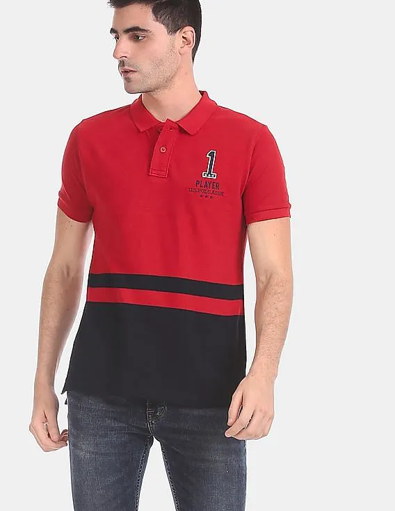 U.S. Polo Assn. Red Colour Block Pique Polo Shirt