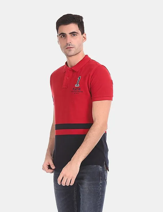 U.S. Polo Assn. Red Colour Block Pique Polo Shirt