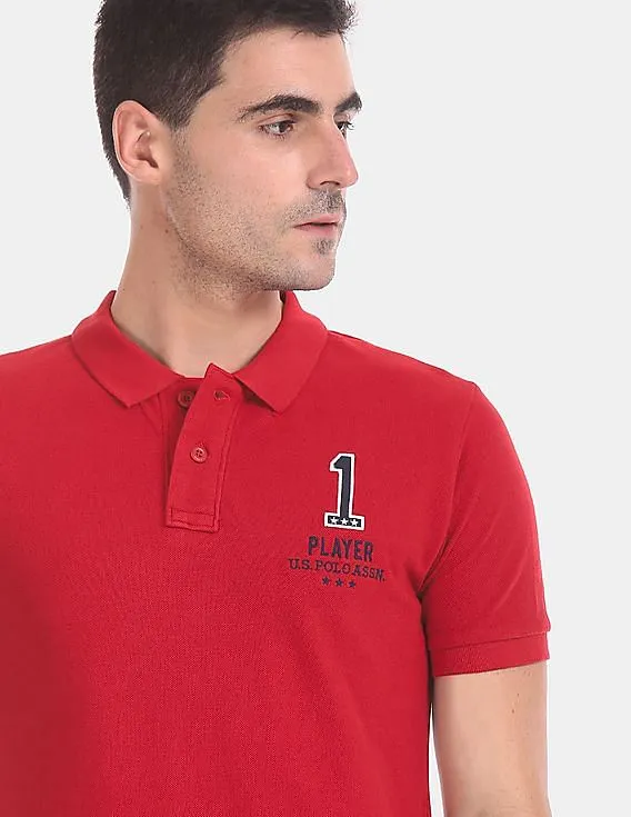 U.S. Polo Assn. Red Colour Block Pique Polo Shirt