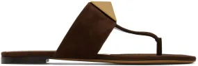 Valentino Garavani Brown One Stud Flat Sandals