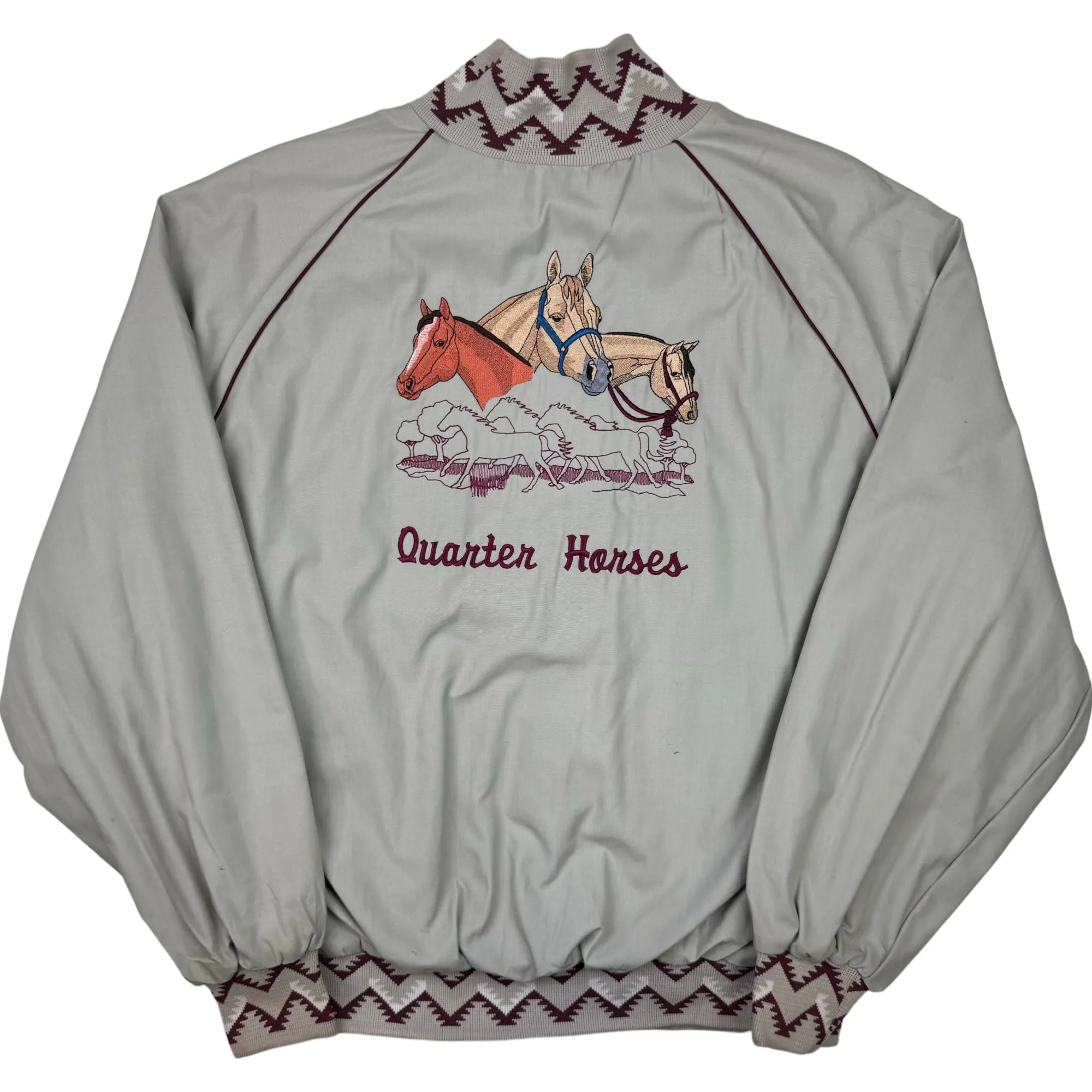 Vintage WestArk 80's Button-Up Varsity Jacket Quarter Horses Grey