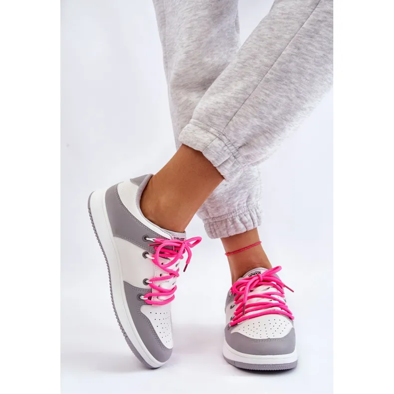 Women's Classic Double Lace Up Trainers White-Grey Jella