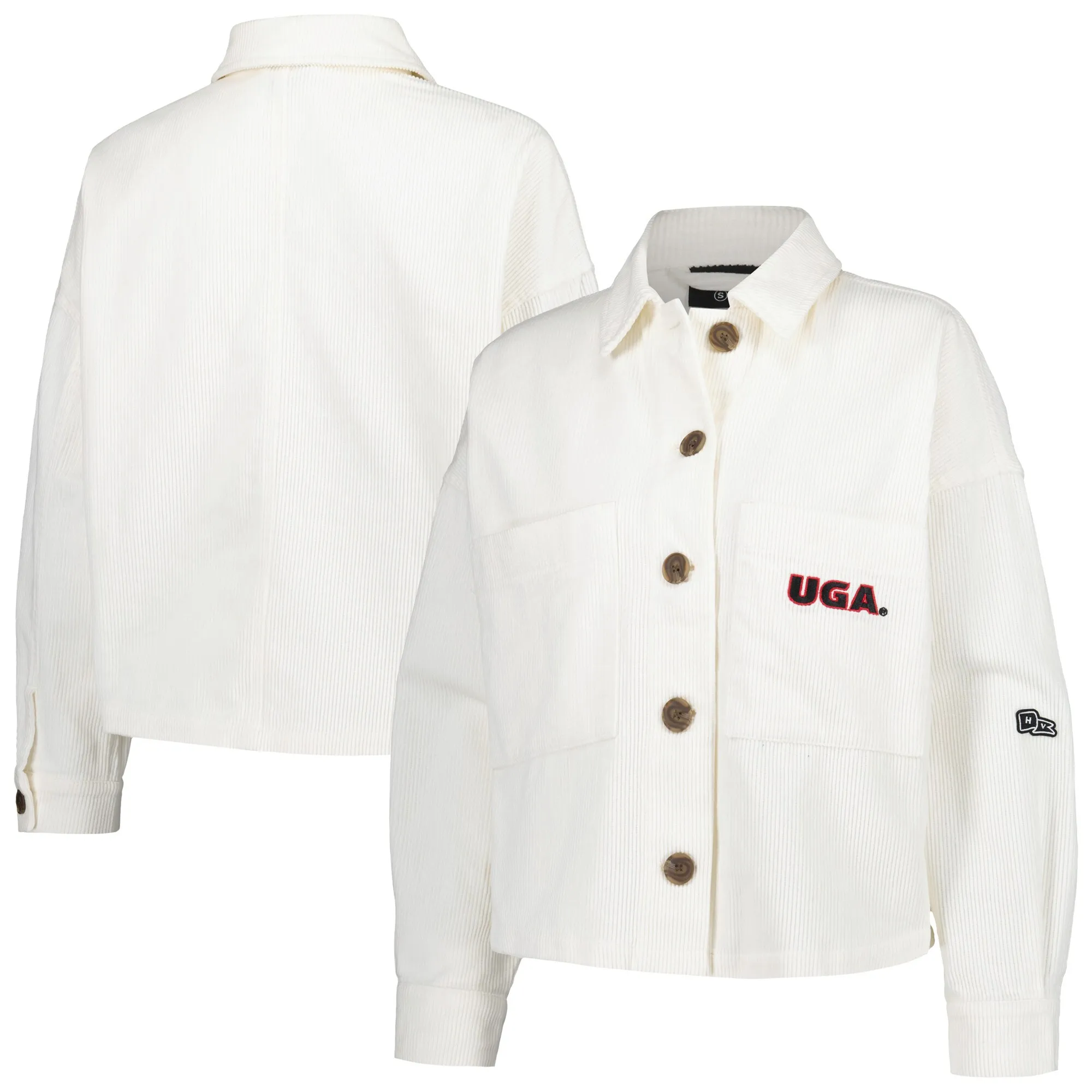 Women's Hype and Vice White Georgia Bulldogs Corduroy Button-Up Jacket