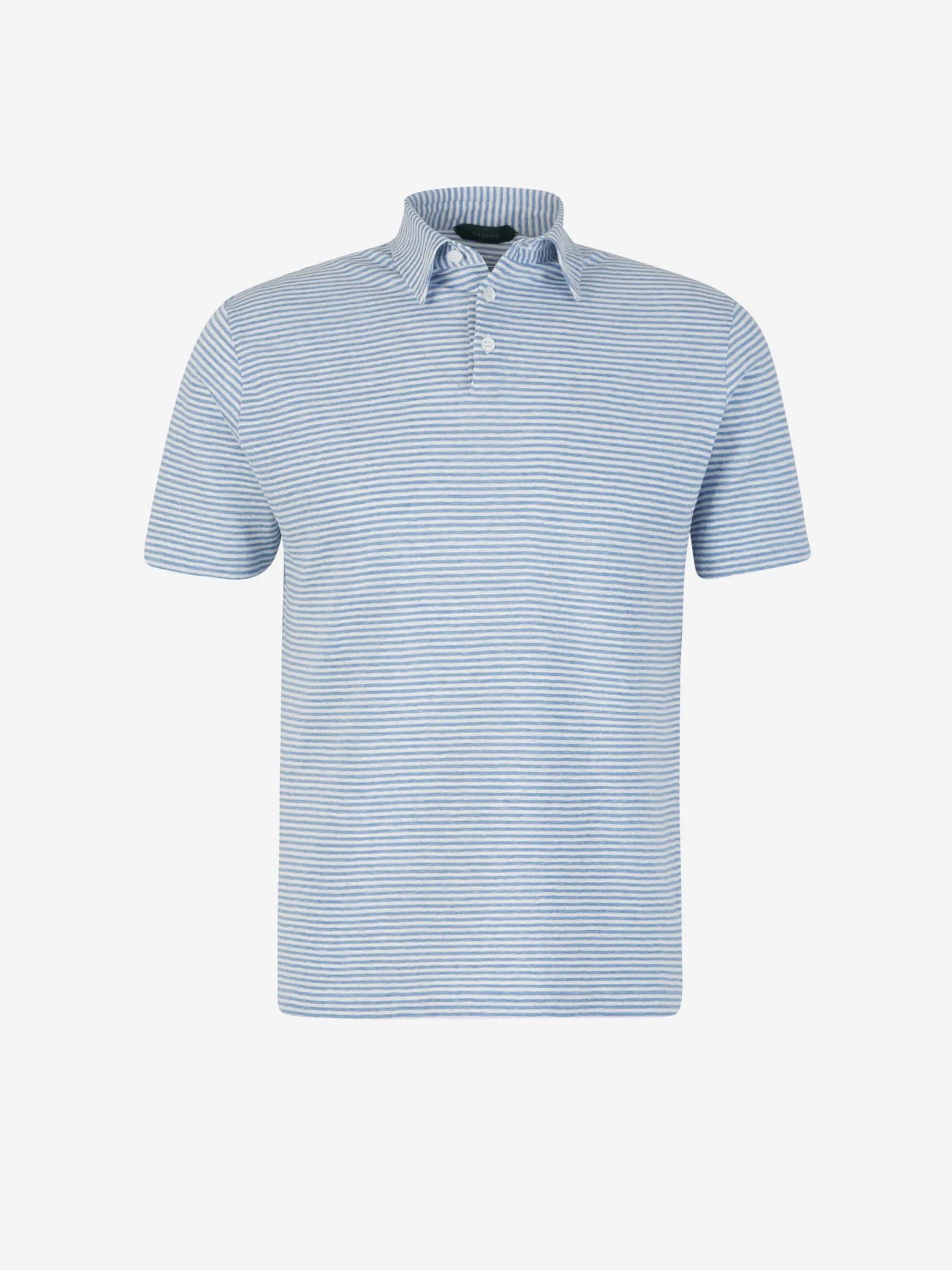 Zanone Striped Linen Polo Shirt 